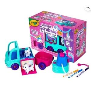 Crayola Scribble Scrubbie Pets Grooming Truck 10 Pcs, Toy‎ Pet Playset, Kids New